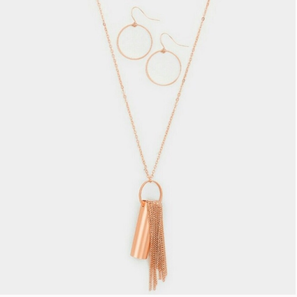 Hoop Drop Pendant Necklace Earrings